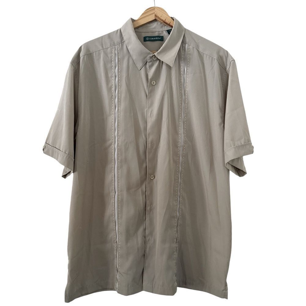 Cubavera Men's Cream and Tan Shirt EUC